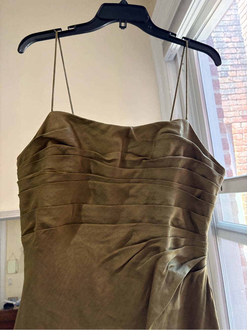 Aje Olive Draped Maxi Dress with Spaghetti Straps - Picture 6 of 9